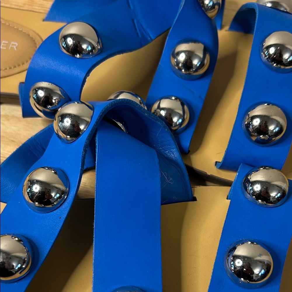Marc Fisher Blue Sandals with Silver Studs - Picture 3 of 4